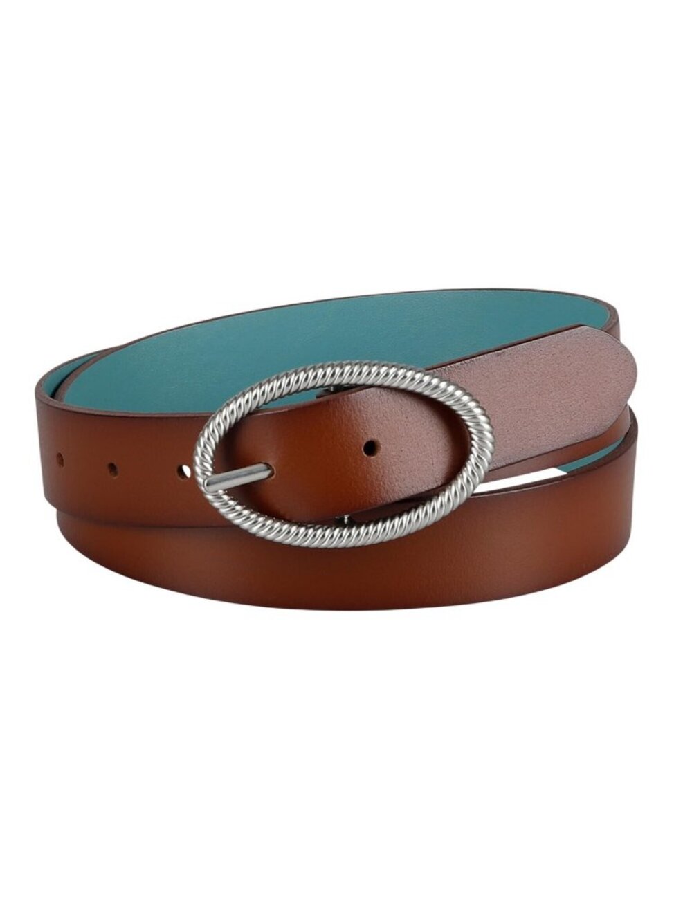 NWT Levi's Two-in-One Twisted-Buckle Reversible Belt 1.25 in. Tan / Blue XL